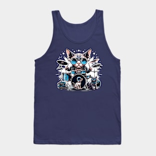 Devon Rex Cat Playing Drums Tank Top